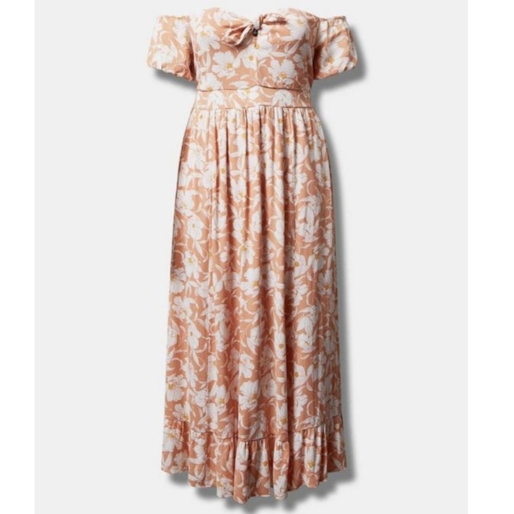 Maxi Gauze Off Shoulder Tie Front Dress - Picture 5 of 9